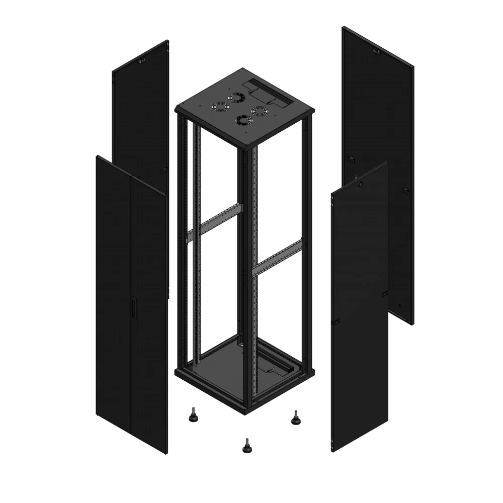 Gigamedia Vloer patchkast av dubbel tol par 19" 42he 600x600mm zwart 704266ptdpar