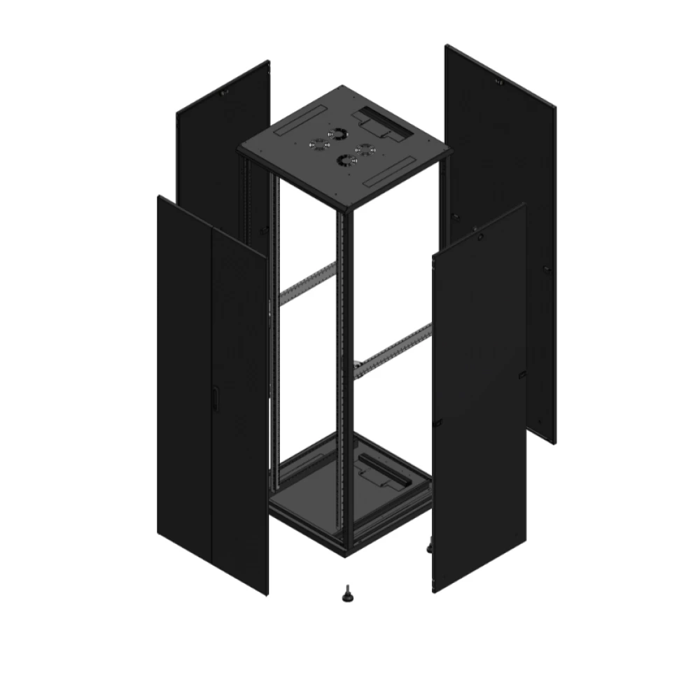 Gigamedia Vloer patchkast av dubbel tol par 19" 47he 800x800mm zwart 704788ptdpar