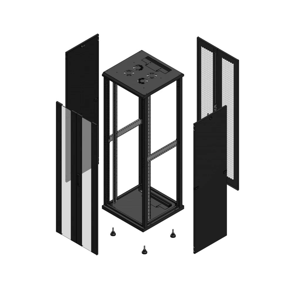 Gigamedia Vloer patchkast av dubbel ver ar dubbel per 19" 36he 600x600mm zwart 703666PVDPPD