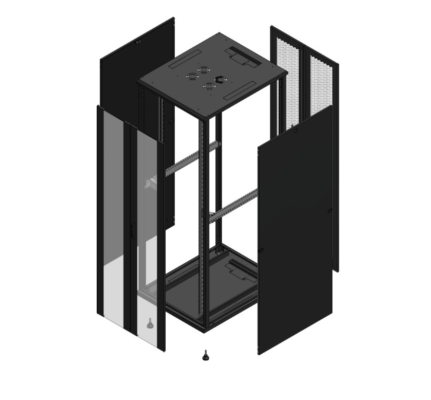 Gigamedia Vloer patchkast av dubbel ver ar dubbel per 19" 47he 800x1000mm zwart 7047810PVDPPD