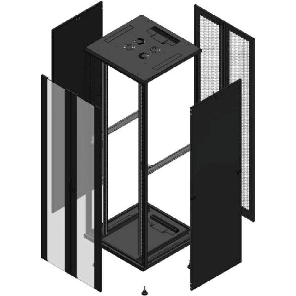 Gigamedia Vloer patchkast av dubbel ver ar dubbel per 19" 47he 800x800mm zwart 704788PVDPPD