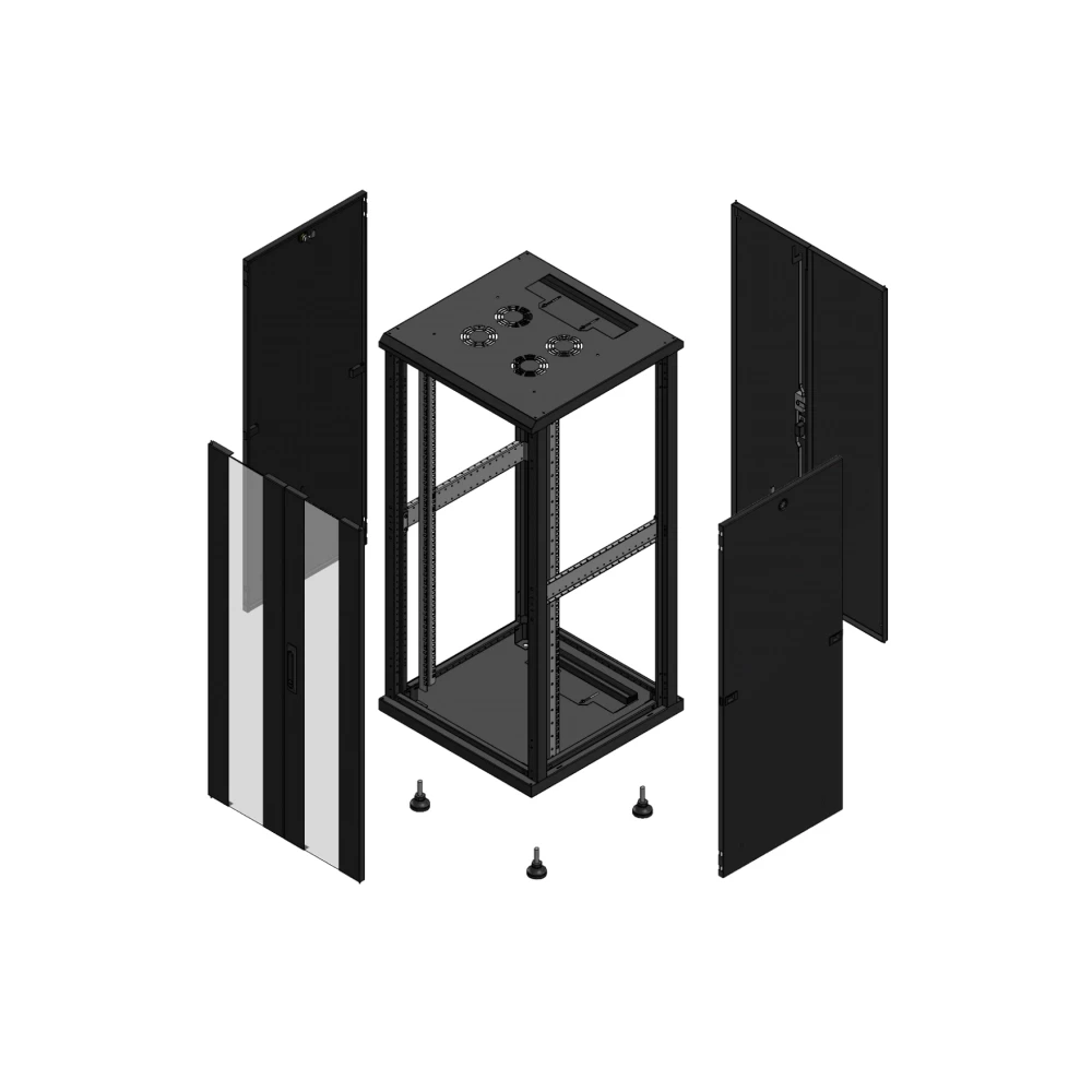 Gigamedia Vloer patchkast av dubbel ver ar dubbel tol 19" 26he 600x600mm zwart 702666PVDPTD