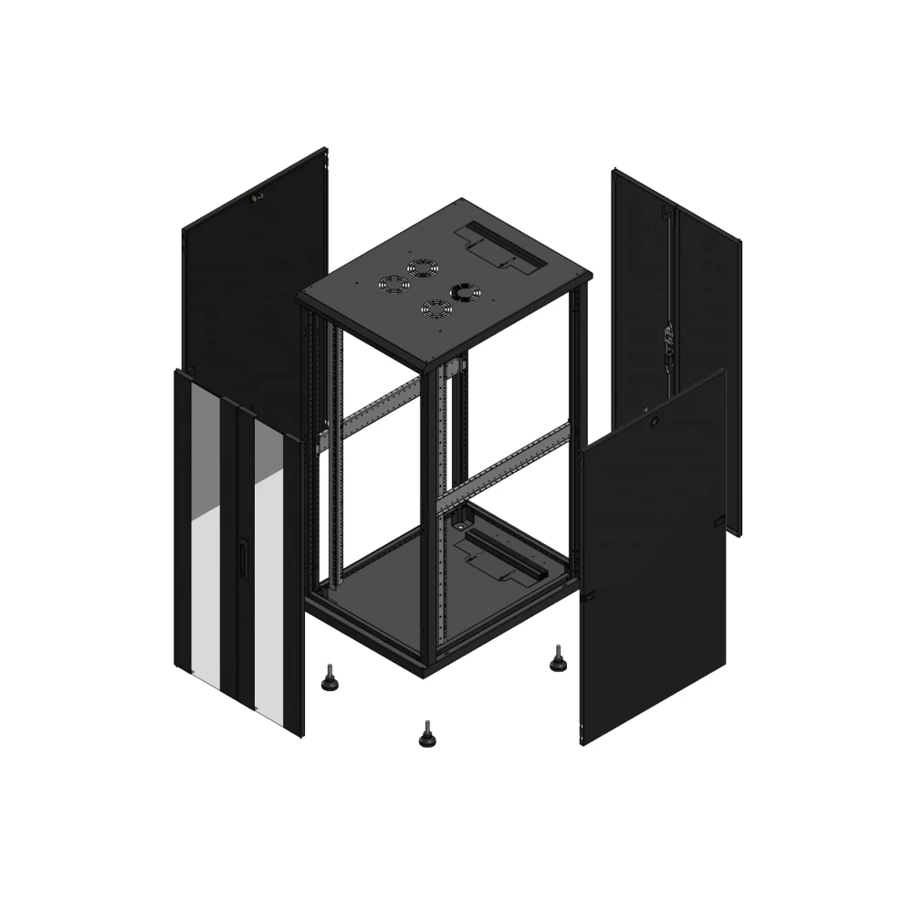 Gigamedia Vloer patchkast av dubbel ver ar dubbel tol 19" 26he 600x800mm zwart 702668PVDPTD