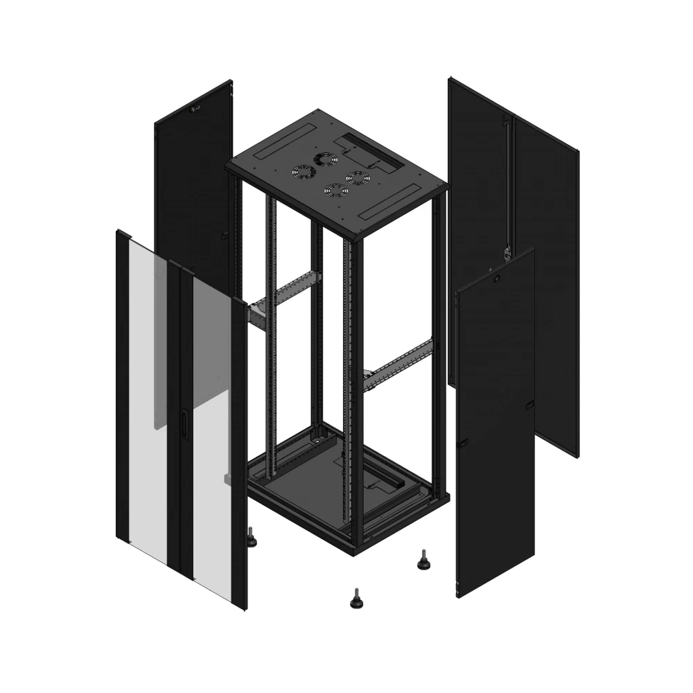 Gigamedia Vloer patchkast av dubbel ver ar dubbel tol 19" 36he 800x600mm zwart 703686PVDPTD