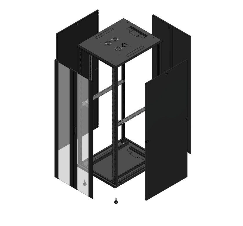 Gigamedia Vloer patchkast av dubbel ver ar dubbel tol 19" 47he 800x1000mm zwart 7047810PVDPTD