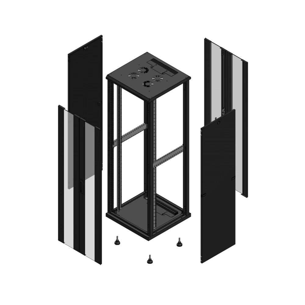 Gigamedia Vloer patchkast av dubbel ver ar dubbel ver 19" 36he 600x600mm zwart 703666PVDPVD