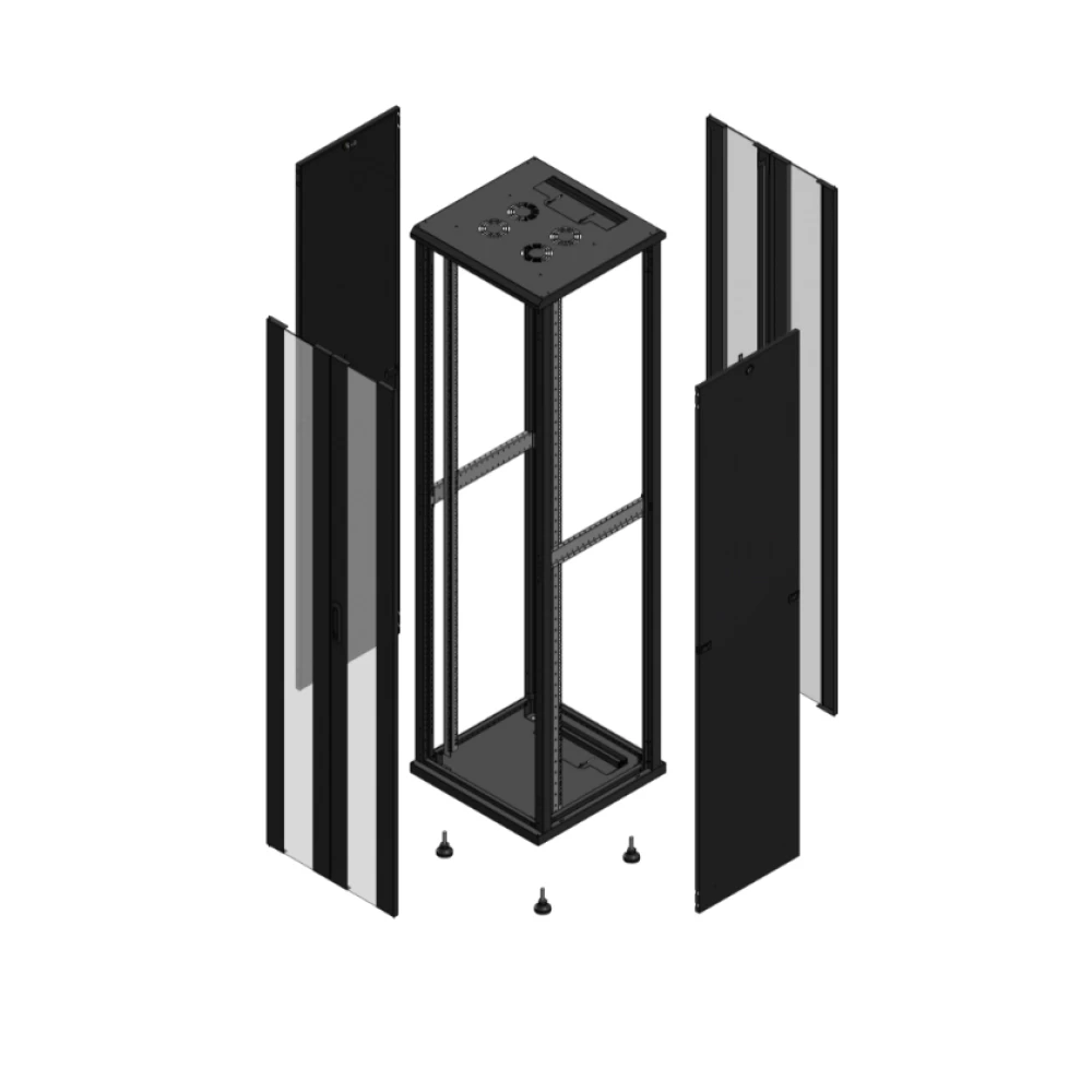 Gigamedia Vloer patchkast av dubbel ver ar dubbel ver 19" 47he 600x600mm zwart 704766PVDPVD