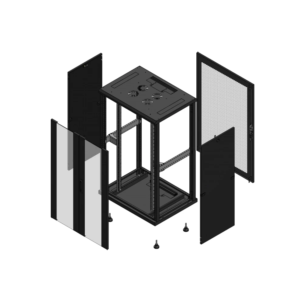 Gigamedia Vloer patchkast av dubbel ver ar enkel per 19" 26he 800x600mm zwart 702686PVDPPS