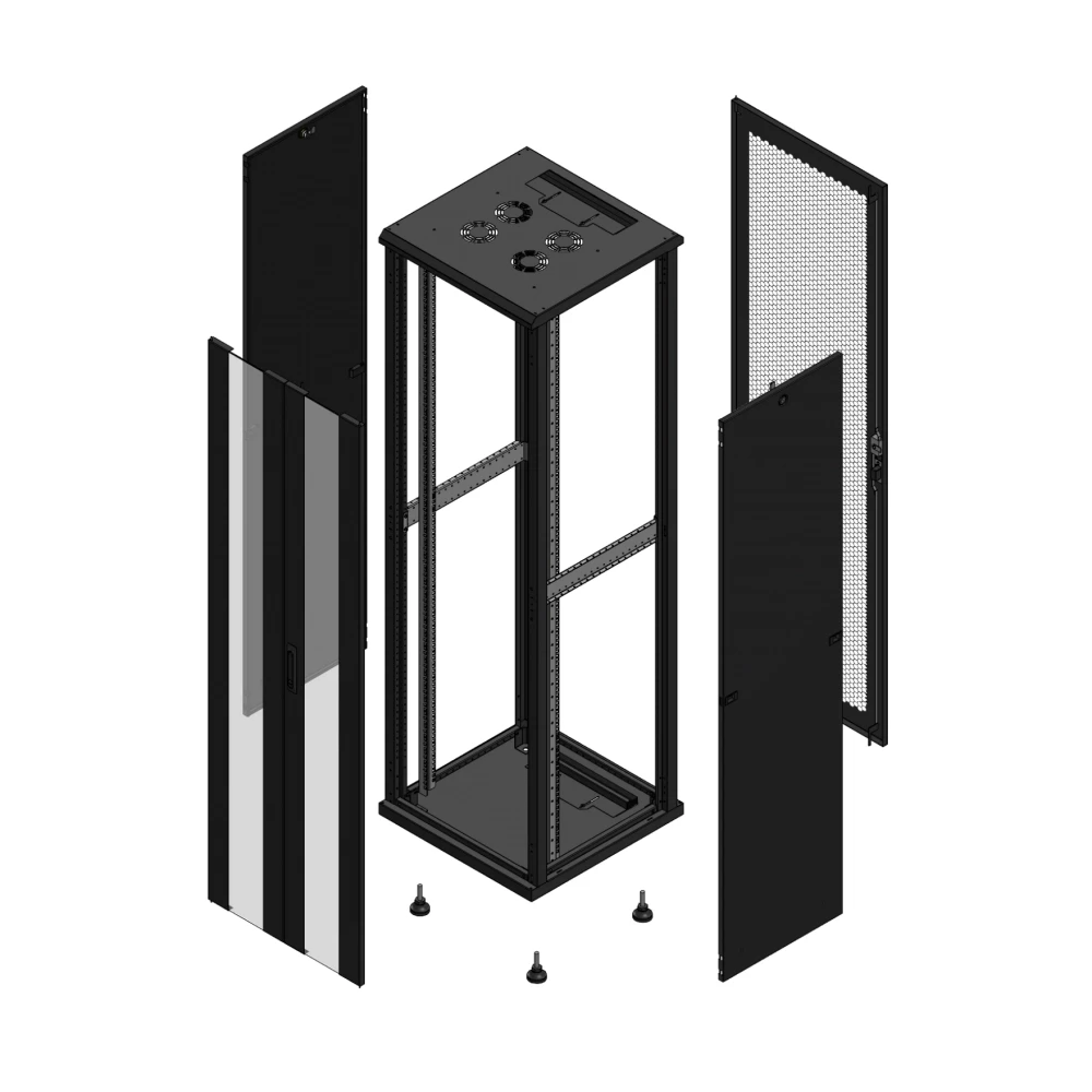 Gigamedia Vloer patchkast av dubbel ver ar enkel per 19" 42he 600x600mm zwart 704266PVDPPS