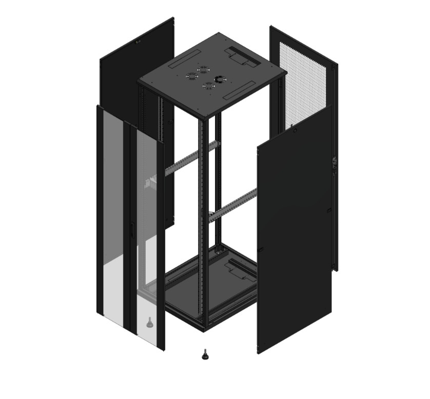 Gigamedia Vloer patchkast av dubbel ver ar enkel per 19" 47he 800x1000mm zwart 7047810PVDPPS