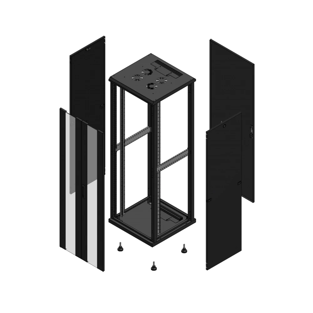 Gigamedia Vloer patchkast av dubbel ver ar enkel tol 19" 36he 600x600mm zwart 703666PVDPTS