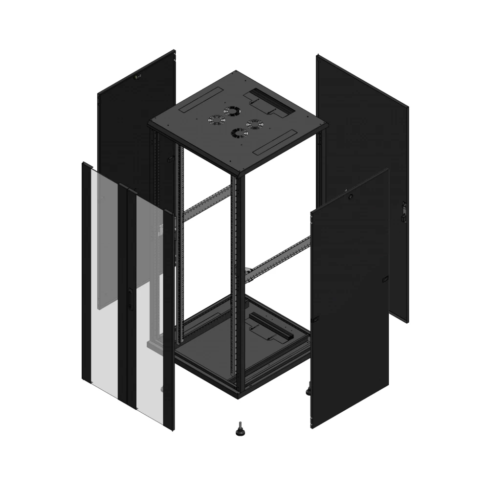 Gigamedia Vloer patchkast av dubbel ver ar enkel tol 19" 36he 800x800mm zwart 703688PVDPTS