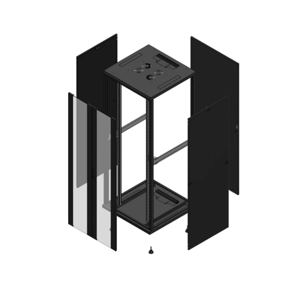 Gigamedia Vloer patchkast av dubbel ver ar enkel tol 19" 42he 800x800mm zwart 704288PVDPTS