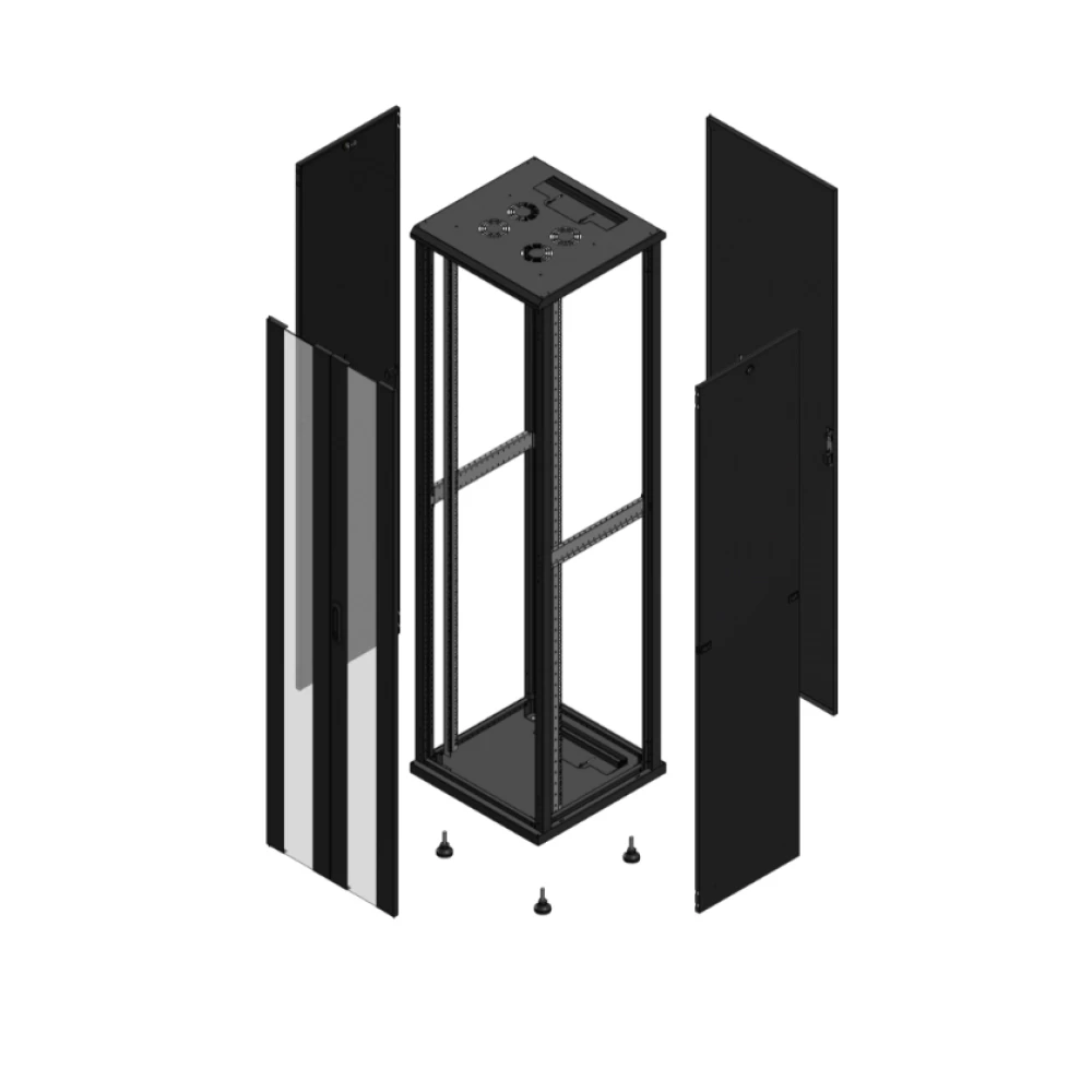 Gigamedia Vloer patchkast av dubbel ver ar enkel tol 19" 47he 600x600mm zwart 704766PVDPTS