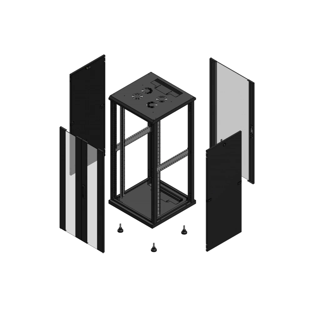 Gigamedia Vloer patchkast av dubbel ver ar enkel ver 19" 26he 600x600mm zwart 702666PVDPVS