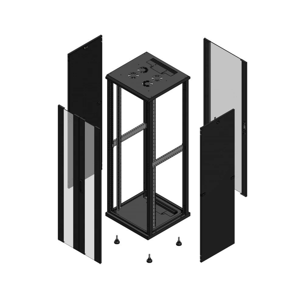 Gigamedia Vloer patchkast av dubbel ver ar enkel ver 19" 36he 600x600mm zwart 703666PVDPVS