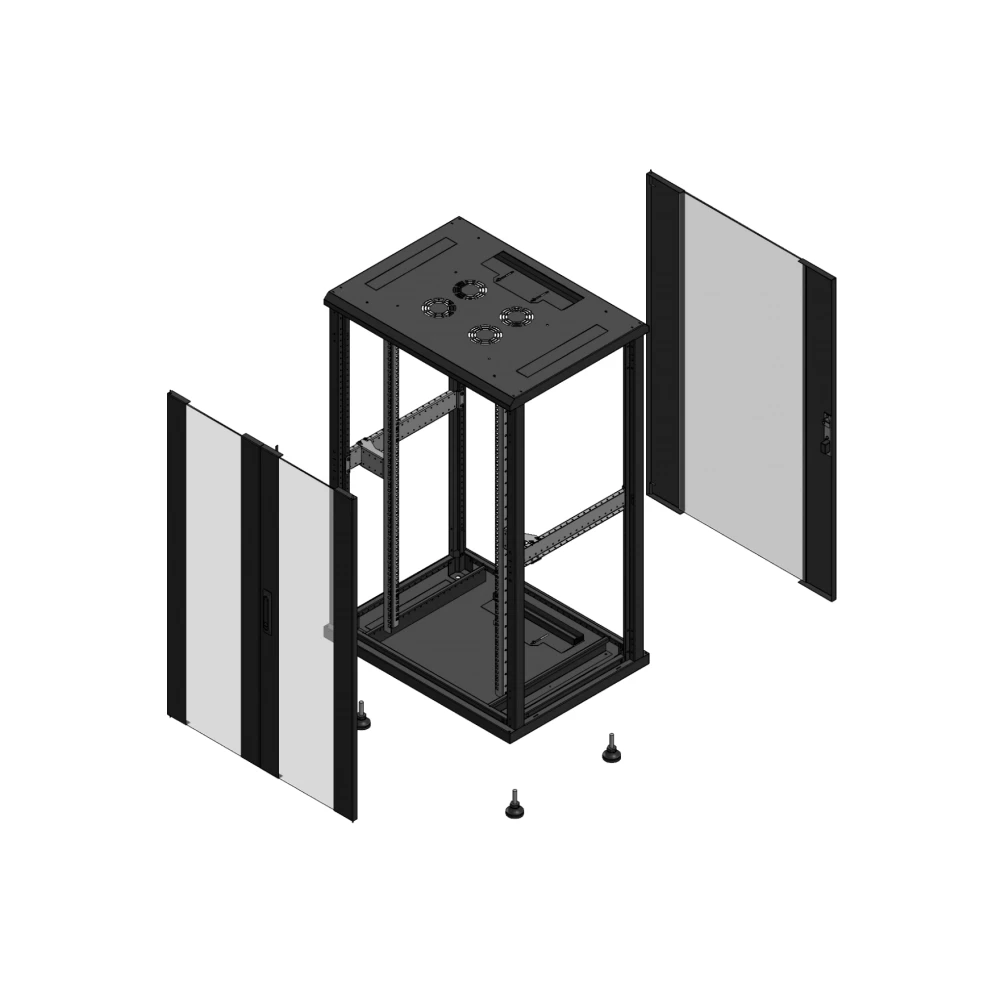 Gigamedia Vloer patchkast av dubbel ver ar enkel ver ex 19" 26he 800x600mm zwart 702686pvdpvsex