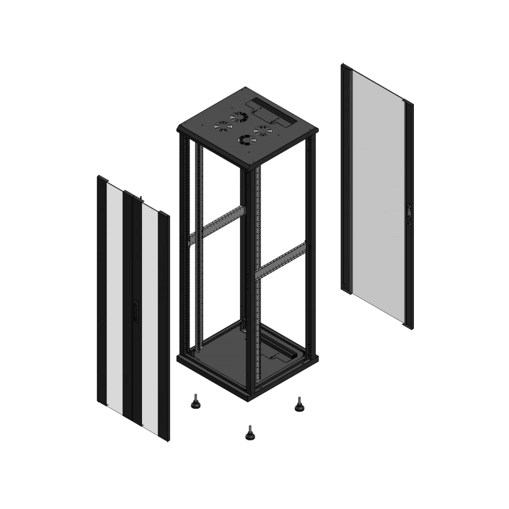 Gigamedia Vloer patchkast av dubbel ver ar enkel ver ex 19" 36he 600x600mm zwart 703666pvdpvsex