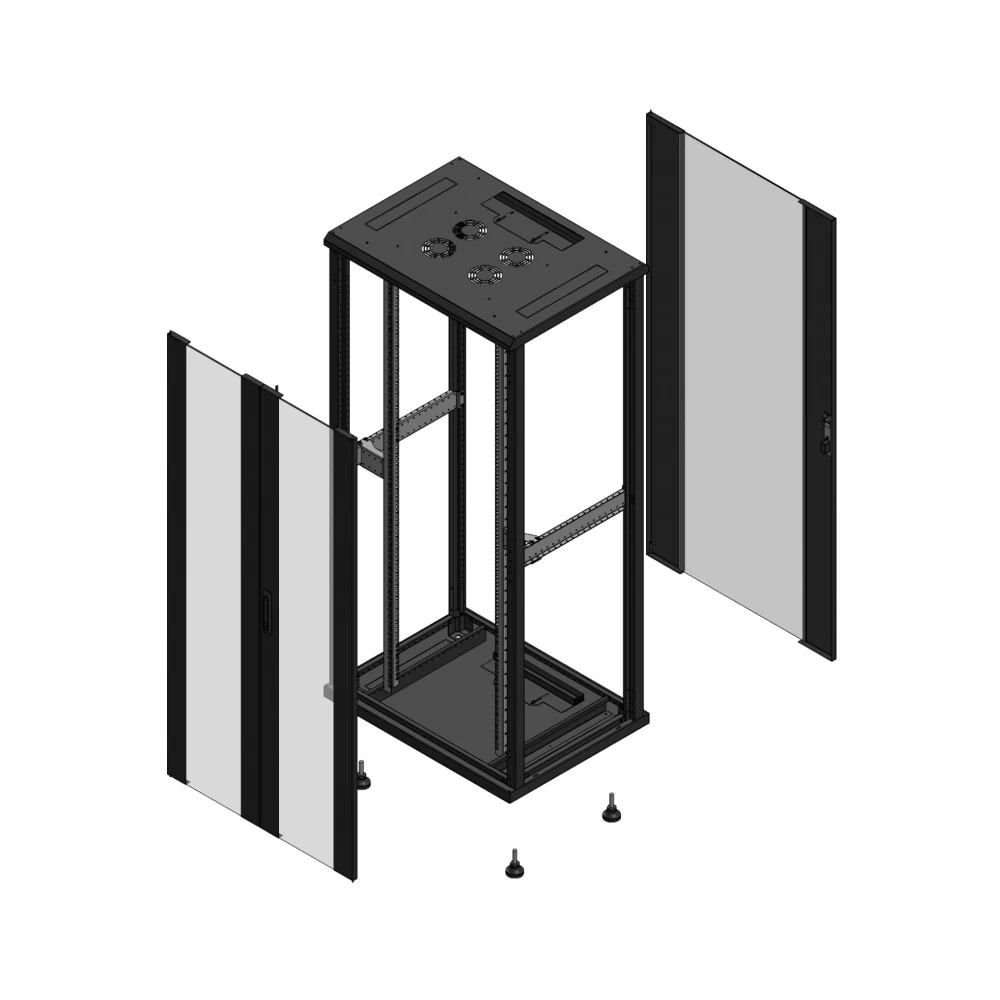 Gigamedia Vloer patchkast av dubbel ver ar enkel ver ex 19" 36he 800x600mm zwart 703686pvdpvsex