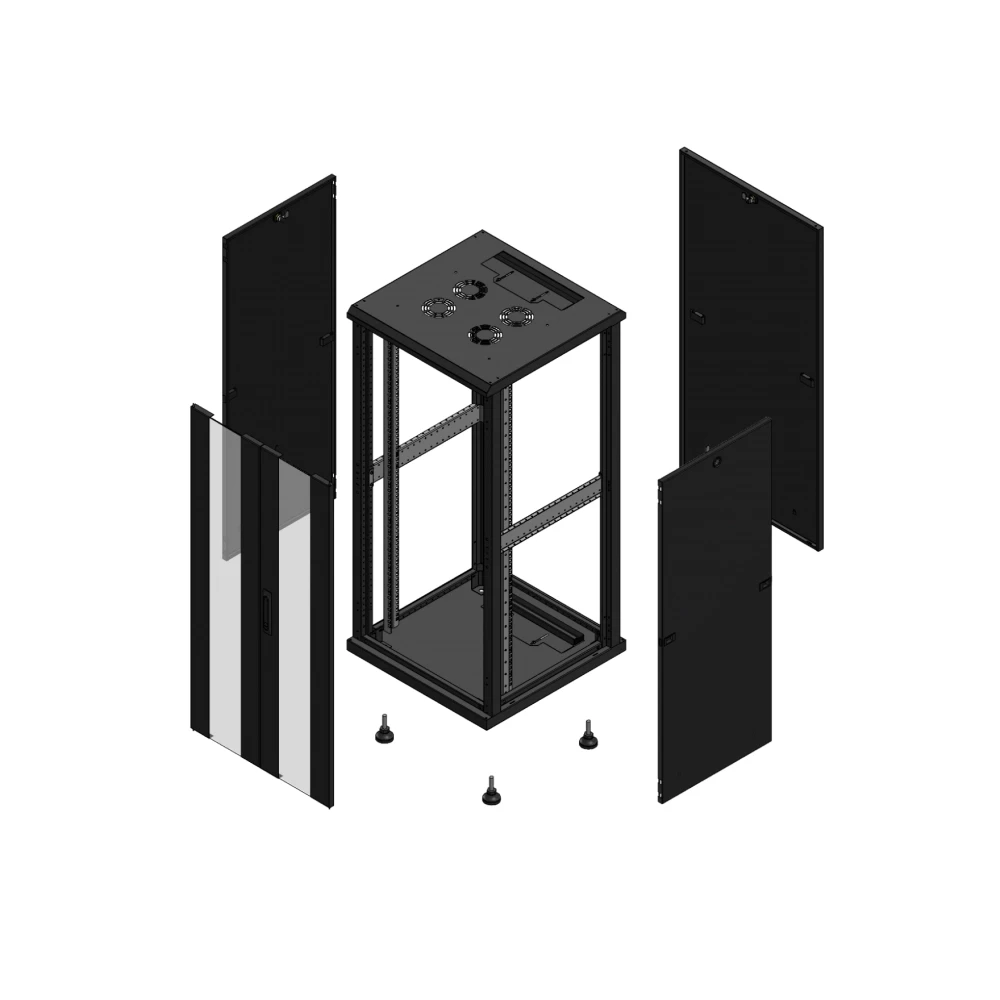 Gigamedia Vloer patchkast av dubbel ver par 19" 26he 600x600mm zwart 702666pvdpar