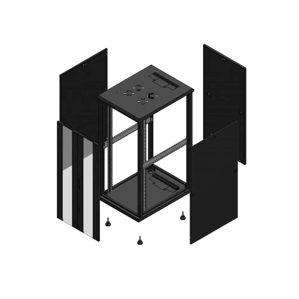 Gigamedia Vloer patchkast av dubbel ver par 19" 26he 600x800mm zwart 702668pvdpar