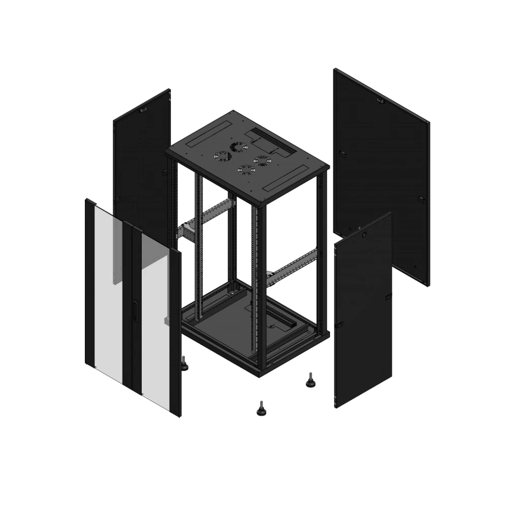 Gigamedia Vloer patchkast av dubbel ver par 19" 26he 800x600mm zwart 702686pvdpar