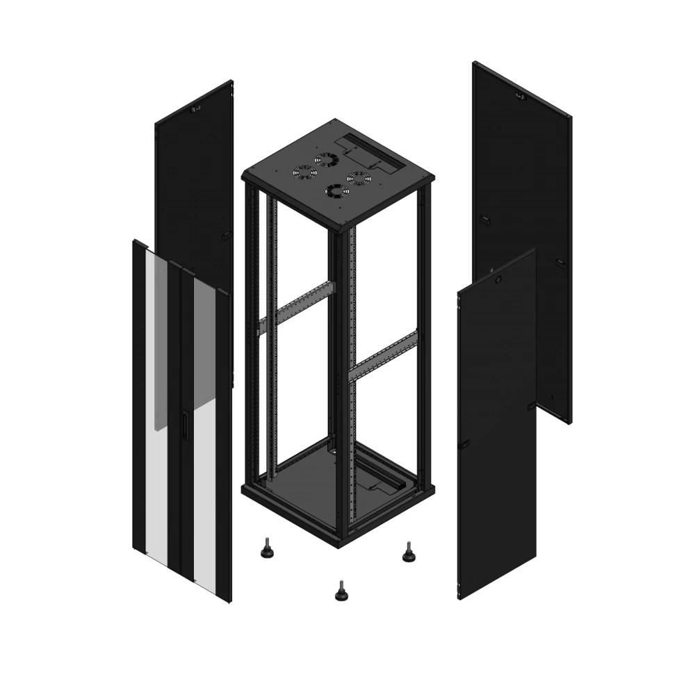 Gigamedia Vloer patchkast av dubbel ver par 19" 36he 600x600mm zwart 703666pvdpar