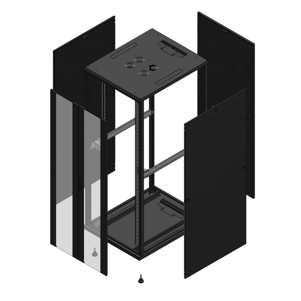 Gigamedia Vloer patchkast av dubbel ver par 19" 42he 800x1000mm zwart 7042810pvdpar