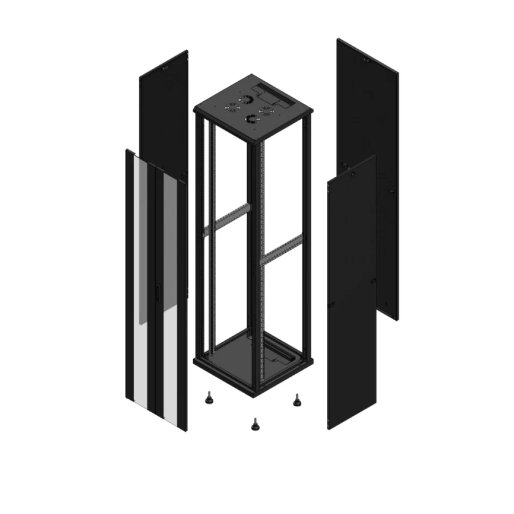 Gigamedia Vloer patchkast av dubbel ver par 19" 47he 600x600mm zwart 704766pvdpar