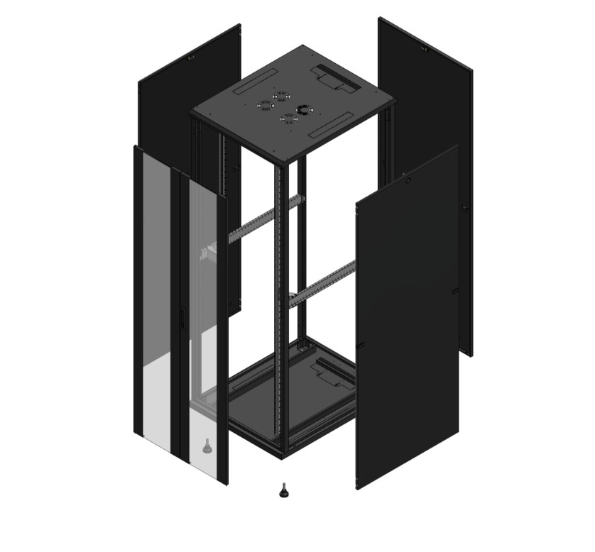 Gigamedia Vloer patchkast av dubbel ver par 19" 47he 800x1000mm zwart 7047810pvdpar