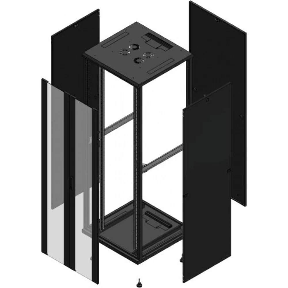 Gigamedia Vloer patchkast av dubbel ver par 19" 47he 800x800mm zwart 704788pvdpar