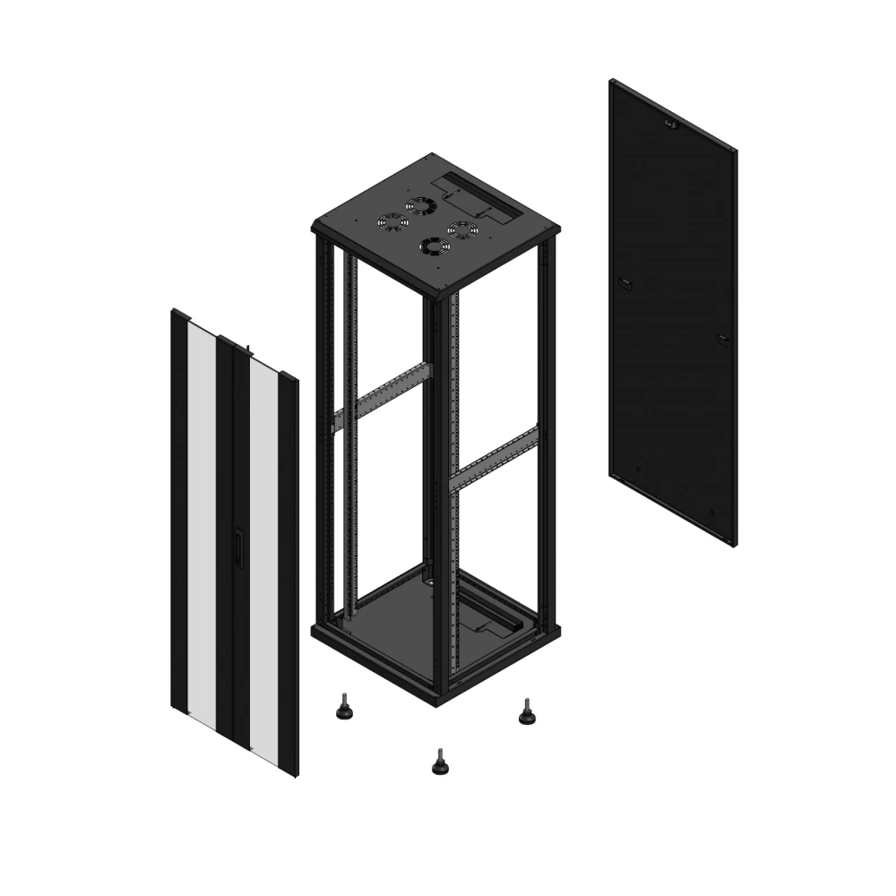 Gigamedia Vloer patchkast av dubbel ver par ex 19" 36he 600x600mm zwart 703666pvdparex