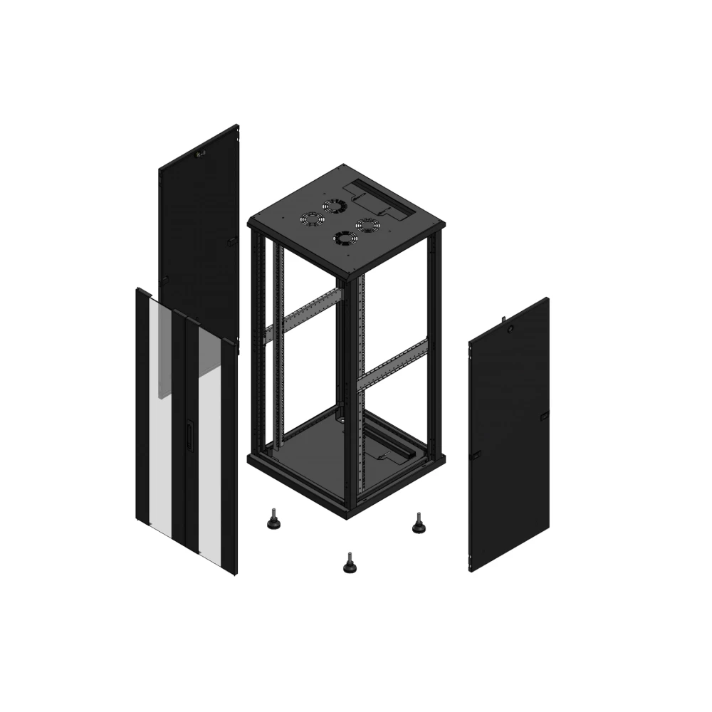 Gigamedia Vloer patchkast av dubbel ver SP 19" 26he 600x600mm zwart 702666PVDSP