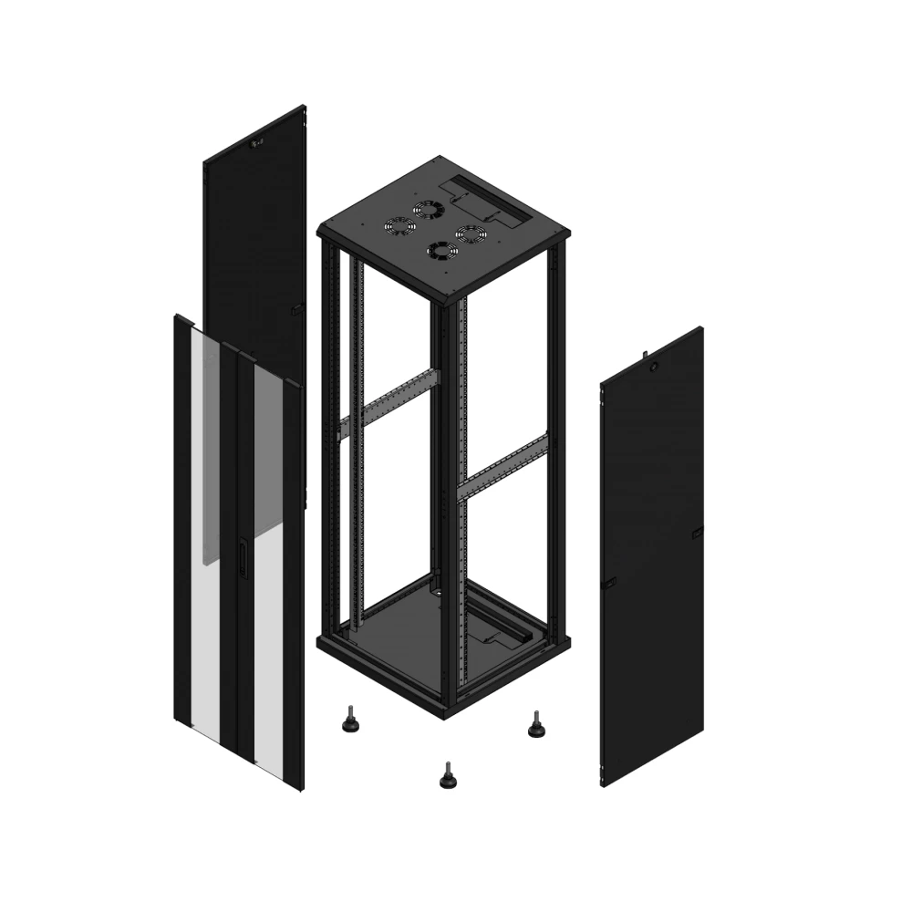 Gigamedia Vloer patchkast av dubbel ver SP 19" 36he 600x600mm zwart 703666PVDSP