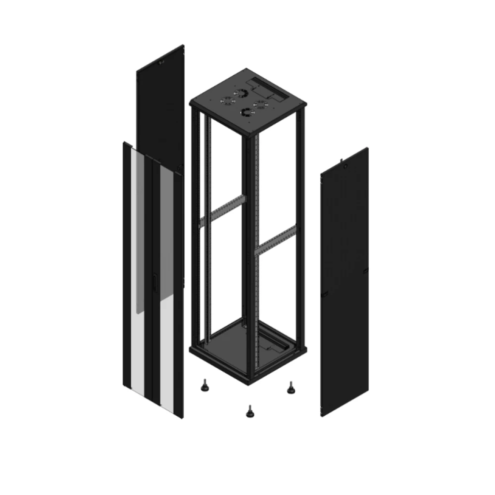 Gigamedia Vloer patchkast av dubbel ver SP 19" 47he 600x600mm zwart 704766PVDSP