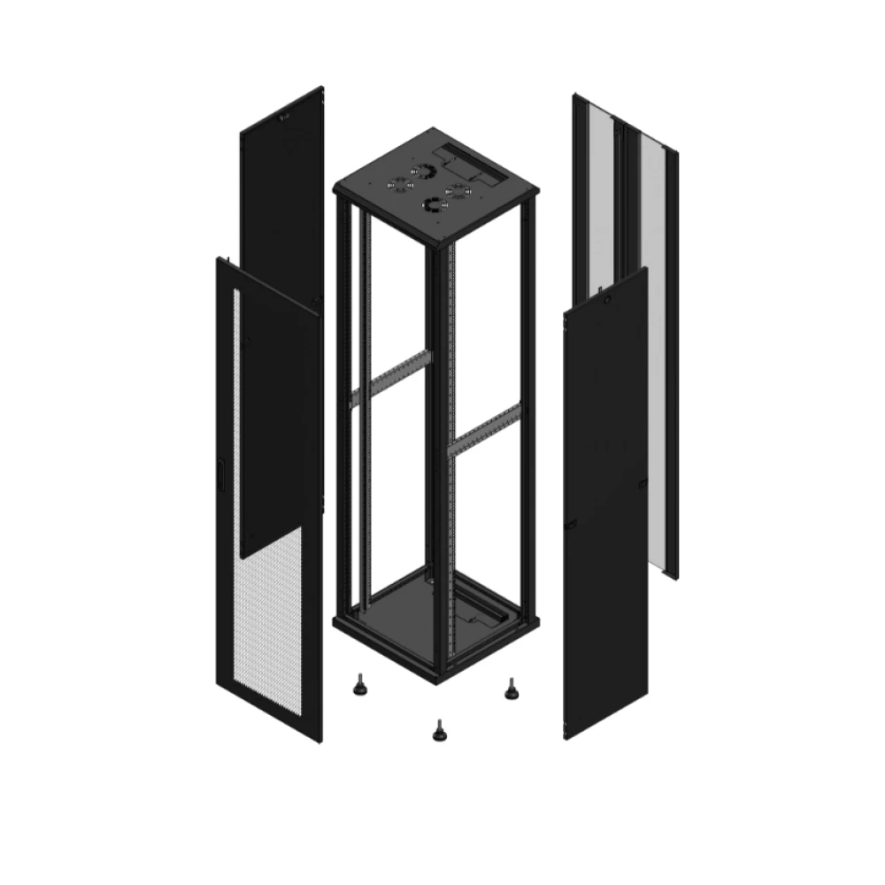 Gigamedia Vloer patchkast av enkel per ar dubbel ver 19" 47he 600x600mm zwart 704766PPSPVD