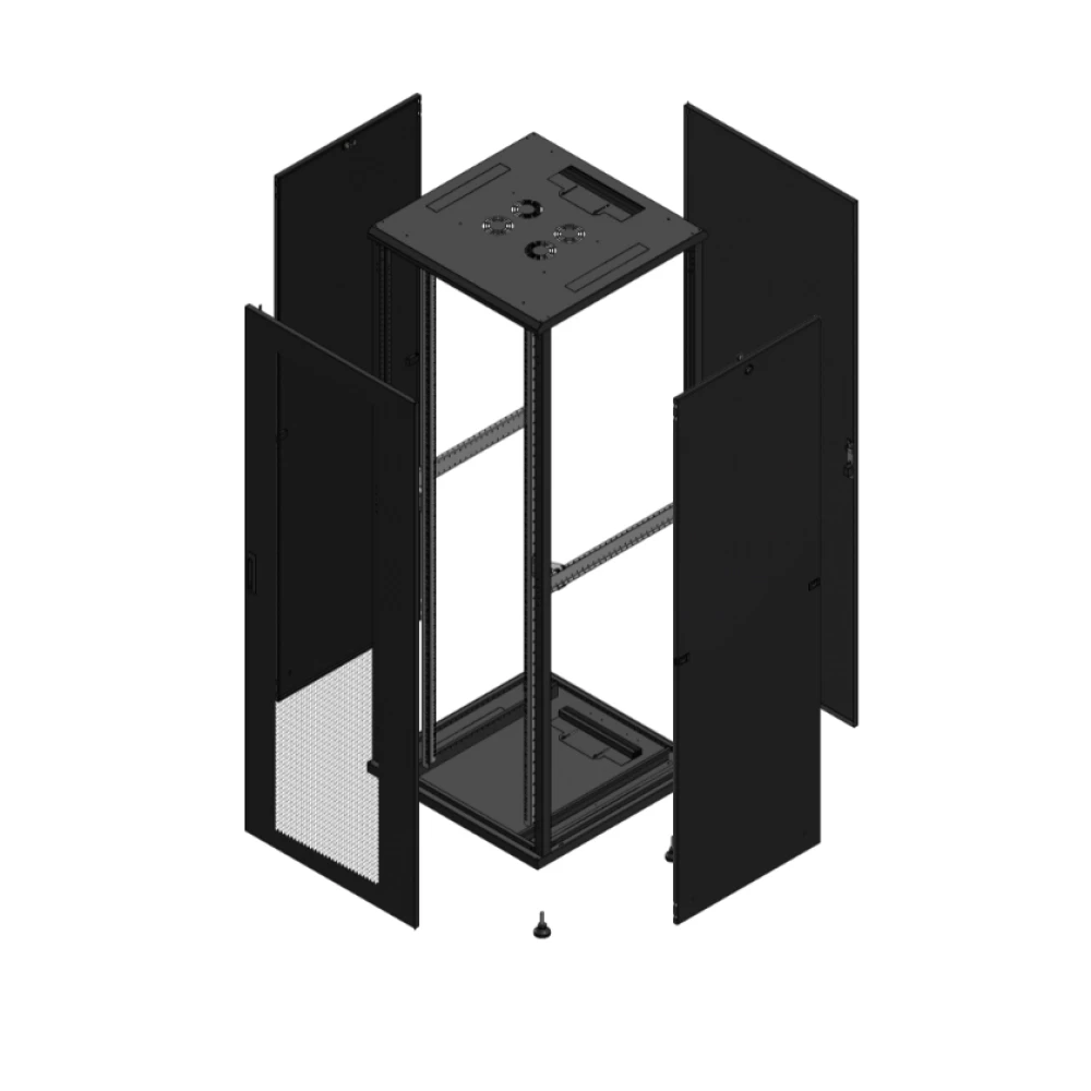 Gigamedia Vloer patchkast av enkel per ar enkel tol 19" 47he 800x800mm zwart 704788PPSPTS