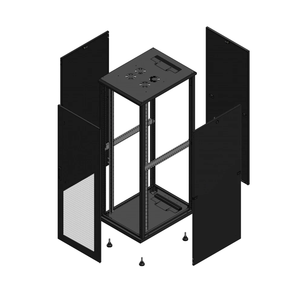 Gigamedia Vloer patchkast av enkel per par 19" 36he 600x800mm zwart 703668ppspar