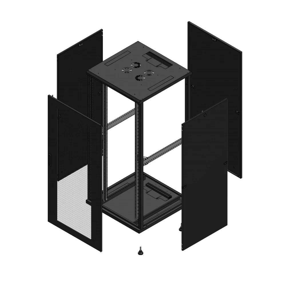 Gigamedia Vloer patchkast av enkel per par 19" 36he 800x800mm zwart 703688ppspar