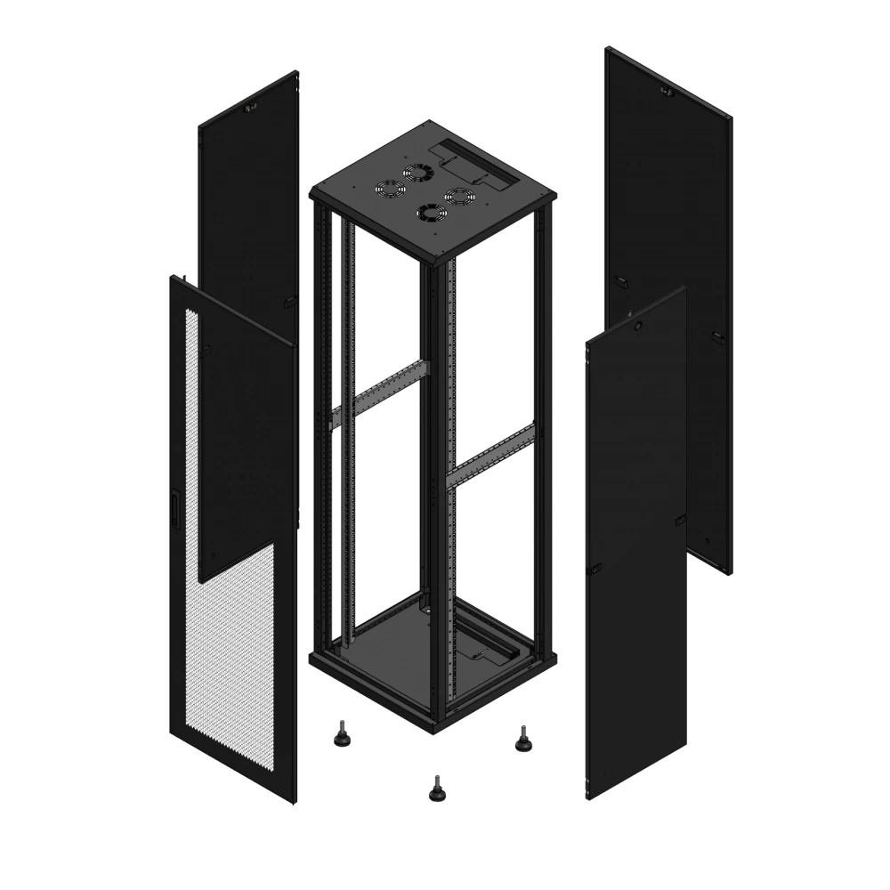 Gigamedia Vloer patchkast av enkel per par 19" 42he 600x600mm zwart 704266ppspar