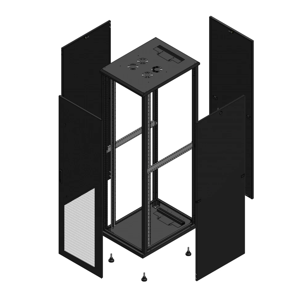 Gigamedia Vloer patchkast av enkel per par 19" 42he 600x800mm zwart 704268ppspar