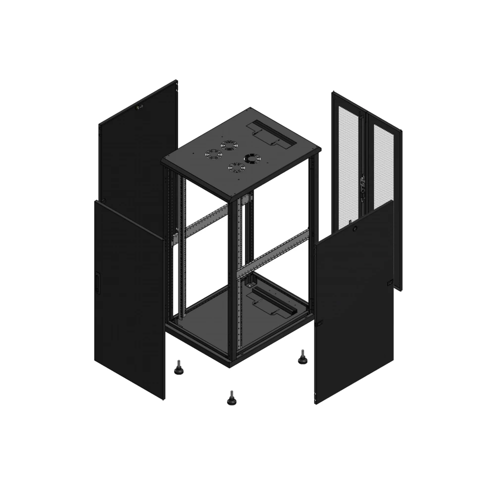 Gigamedia Vloer patchkast av enkel tol ar dubbel per 19" 26he 600x800mm zwart 702668PTSPPD