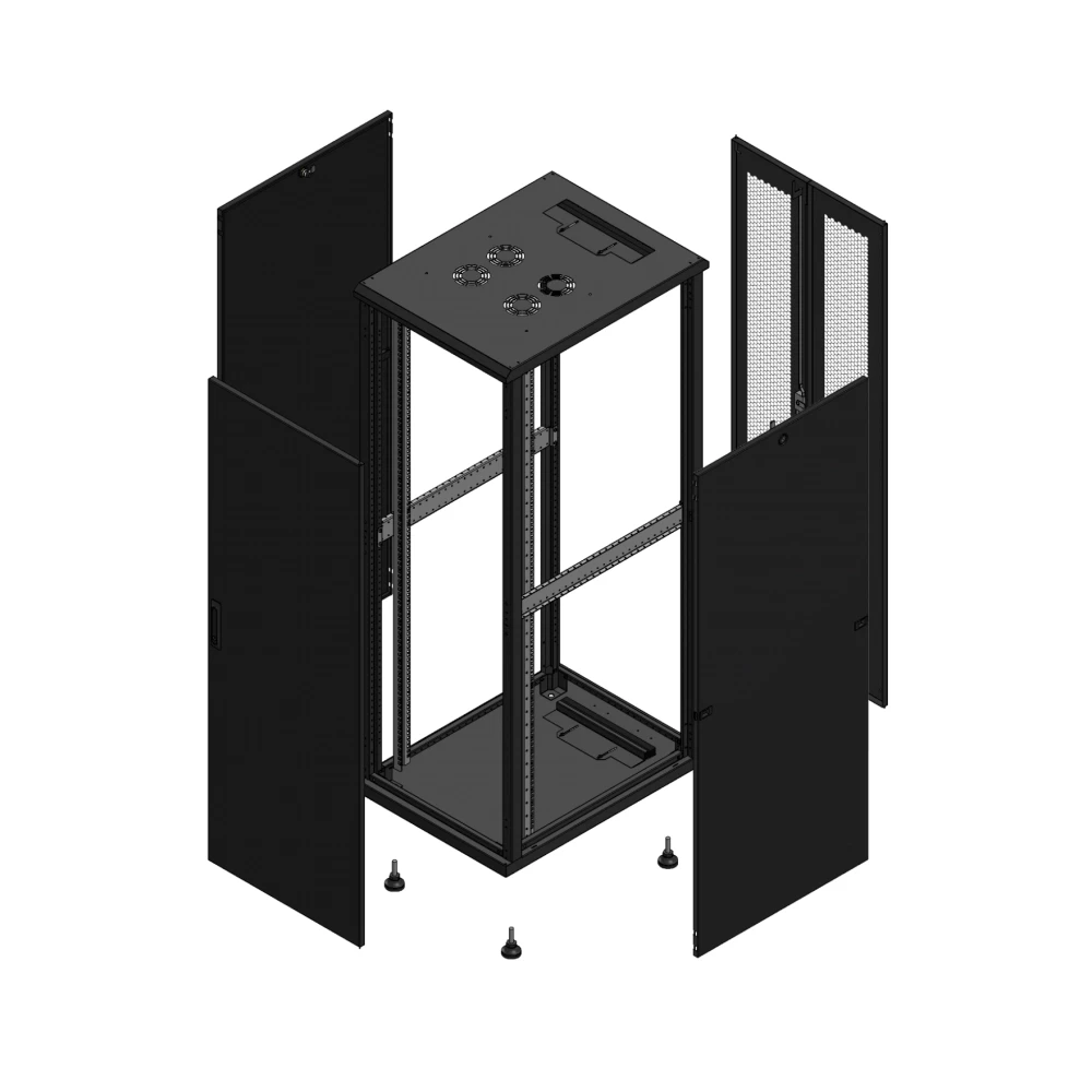 Gigamedia Vloer patchkast av enkel tol ar dubbel per 19" 36he 600x800mm zwart 703668PTSPPD