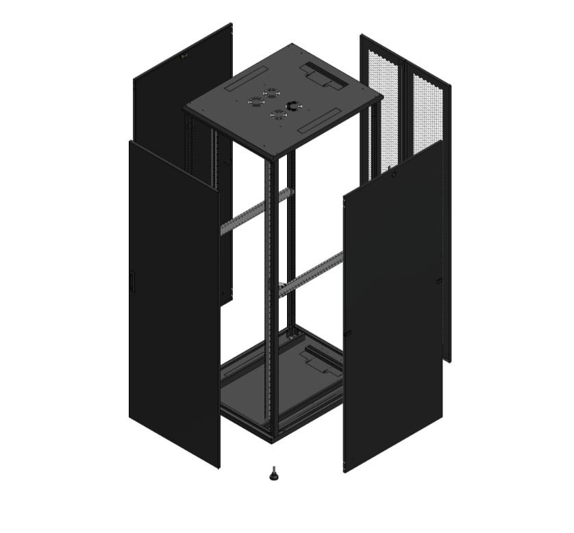 Gigamedia Vloer patchkast av enkel tol ar dubbel per 19" 47he 800x1000mm zwart 7047810PTSPPD