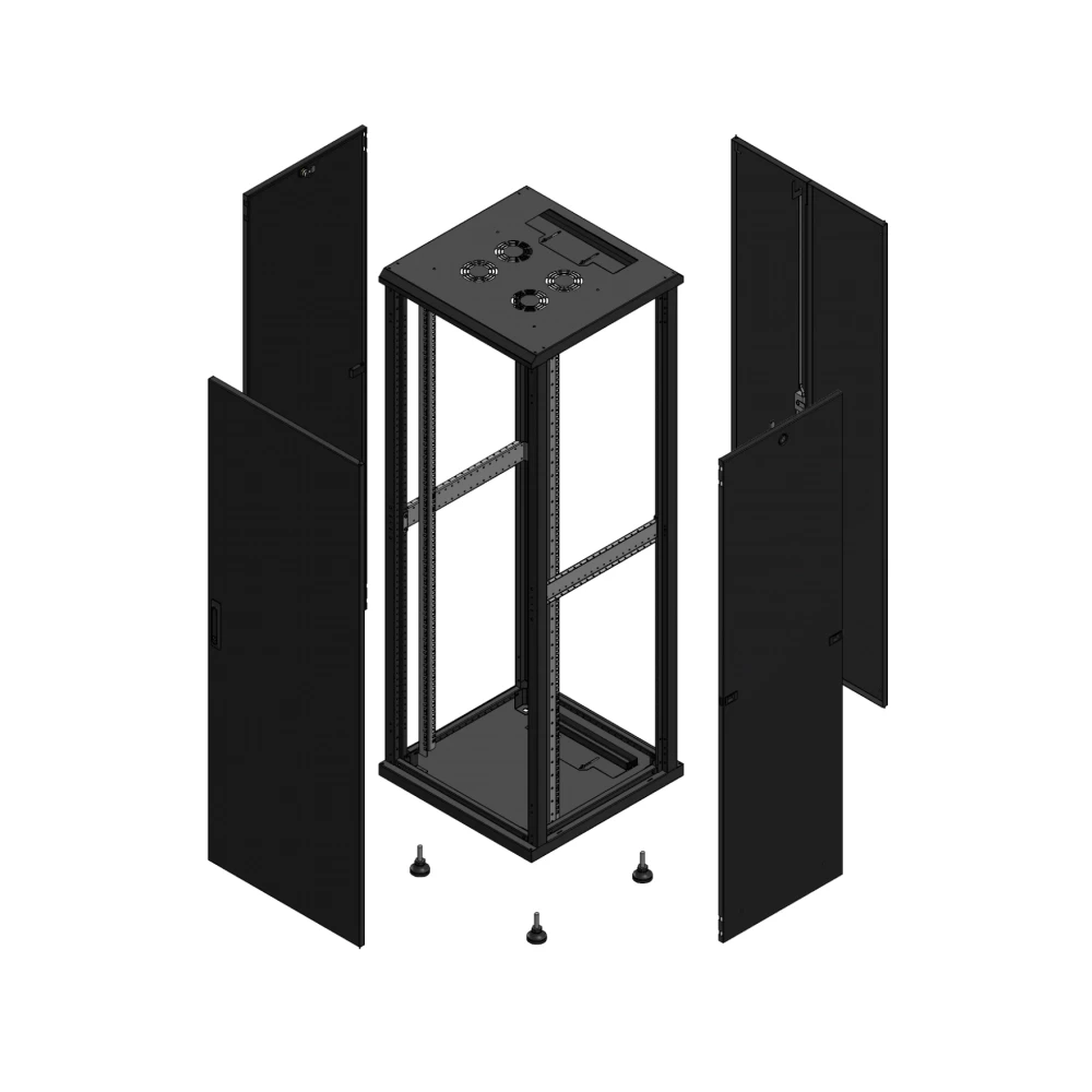 Gigamedia Vloer patchkast av enkel tol ar dubbel tol 19" 36he 600x600mm zwart 703666PTSPTD