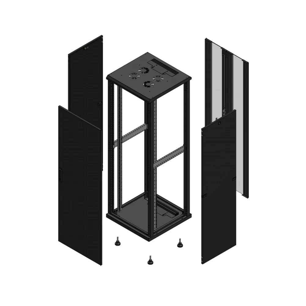 Gigamedia Vloer patchkast av enkel tol ar dubbel ver 19" 36he 600x600mm zwart 703666PTSPVD