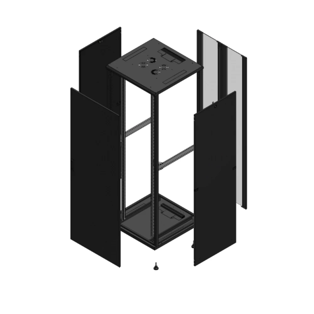 Gigamedia Vloer patchkast av enkel tol ar dubbel ver 19" 47he 800x800mm zwart 704788PTSPVD