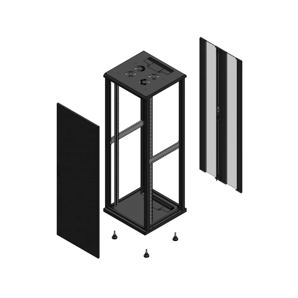 Gigamedia Vloer patchkast av enkel tol ar dubbel ver ex 19" 36he 600x600mm zwart 703666ptspvdex