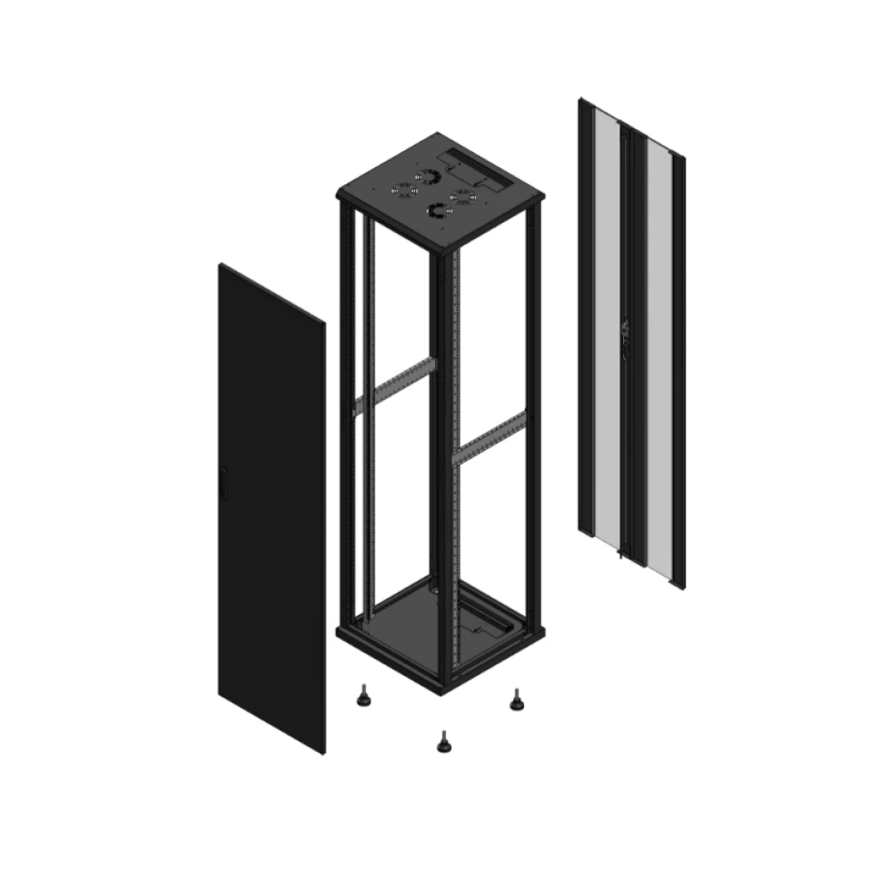 Gigamedia Vloer patchkast av enkel tol ar dubbel ver ex 19" 47he 600x600mm zwart 704766ptspvdex