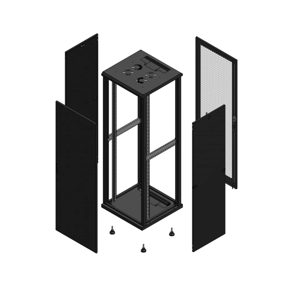 Gigamedia Vloer patchkast av enkel tol ar enkel per 19" 36he 600x600mm zwart 703666PTSPPS